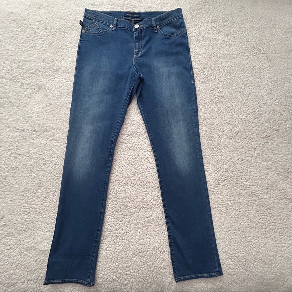 Rock & Republic Indigo Jeans with Gold Stitching